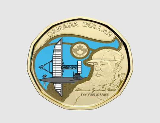 2022 Canada 1 Dollar Loonie Alexander Graham Bell Coloré BU