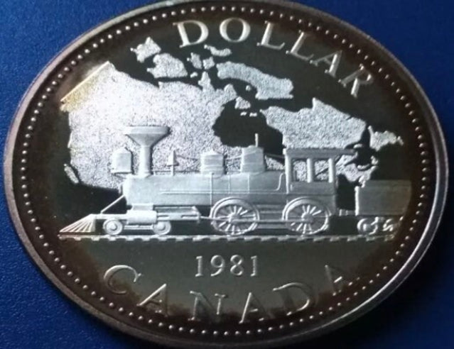 1981 Kanada 1 Dollar Trans Canadian Railway Polierte Silbermünze