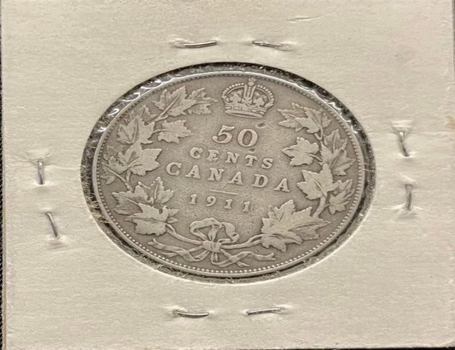 1911 Canadian Silver 50 Cents Half dollar VG Rare coin Collectible coin*