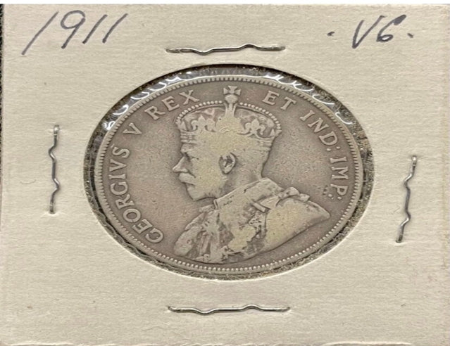 1911 Canadian Silver 50 Cents Half Dollar VG Seltene Münze Sammlermünze*