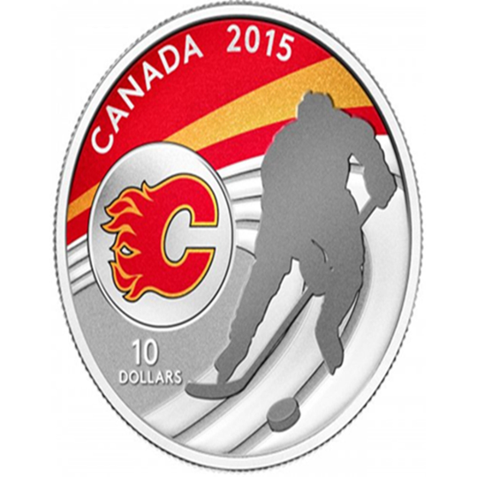 2015 Canadian 10 Dollar Canadian Hockey: Calgary Flames - 1/2 oz Fine Silver Coin