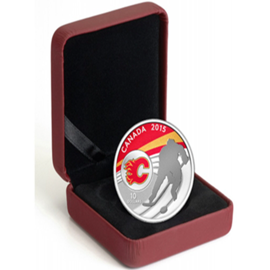 2015 Canadian 10 Dollar Canadian Hockey: Calgary Flames - 1/2 oz Fine Silver Coin