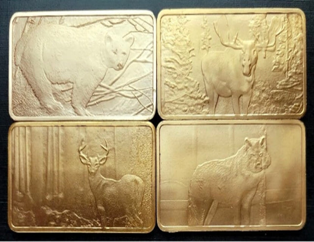 Série nord-américaine sur la faune - Ensemble de quatre - 1oz. Lingots de cuivre pur ****