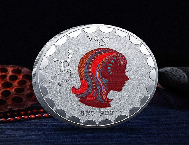 Lucky Coin -12 constellation Craft Gift Coin Colored in Protective Plastic Capsule Silver Plated Nice coin