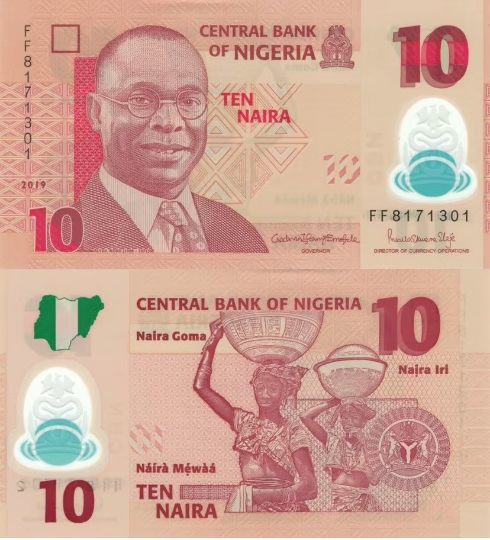 Nigeria 10 Naira (2019) – Polymer/Tribal Women/p39-New Polymer UNC