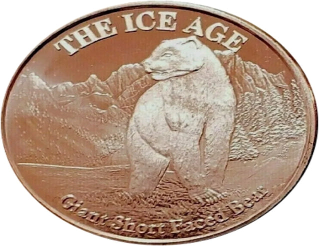 L'ère glaciaire - Ours géant à face courte 1oz. Ronde de lingots de cuivre pur***