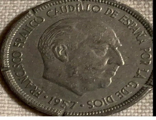 1957 Espagne 5 pesetas TTB