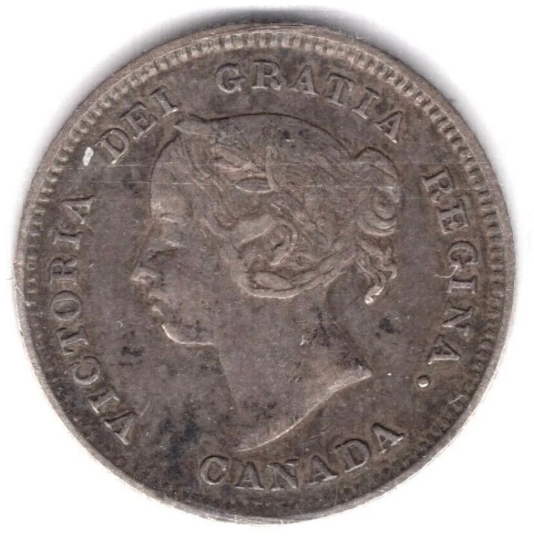 1888 Kanada Fünf 5 Cent kleine kanadische Silber-Umlaufmünze VF