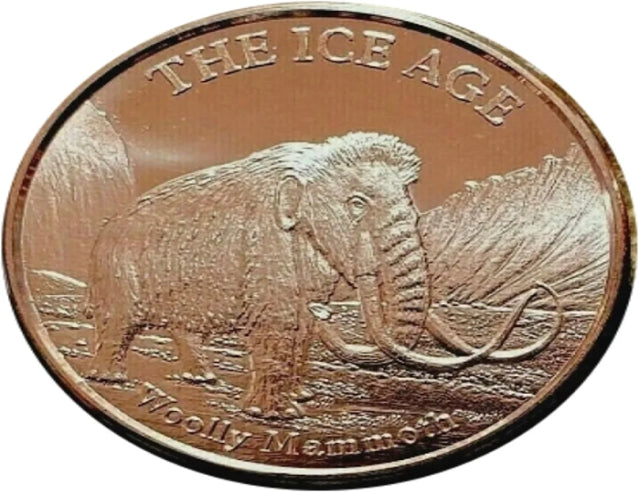 The Ice Age - Woolly Mammoth 1oz. Pure Copper Bullion Round**