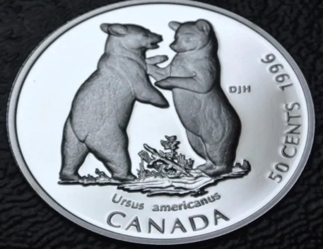 1996 Kanada 50 Cents – .925 Silber Proof – Black Bear Cubs – Elizabeth II*