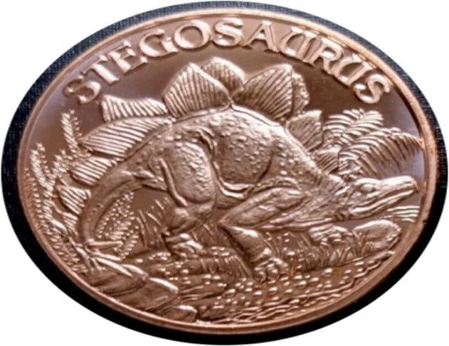 Dinosaures - Stégosaure - 1oz. Ronde de lingots de cuivre pur***