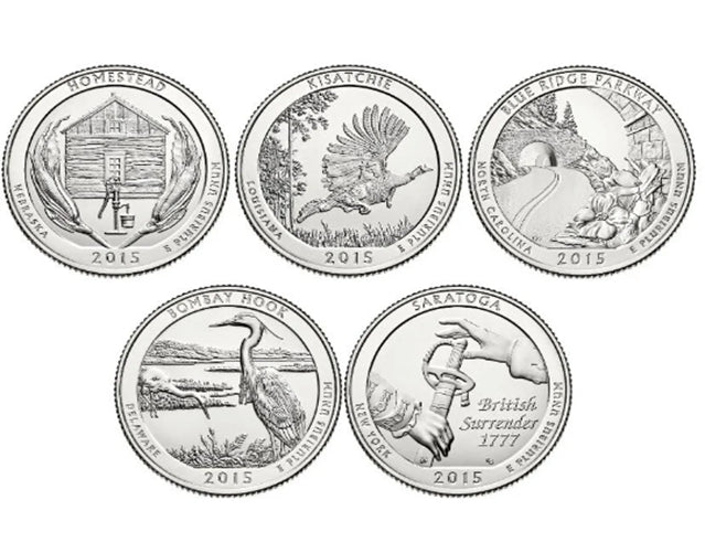 2015 S USA America the Beautiful National Parks UNC BU 5 Coin Set***