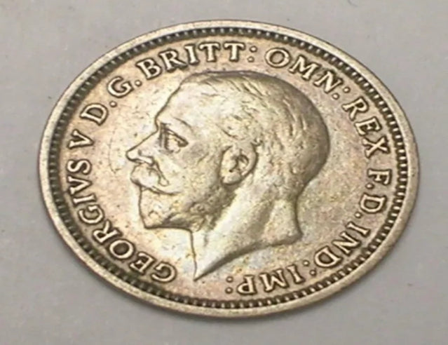 1935 Großbritannien Großbritannien Drei 3 Pence George V Acorns Silbermünze XF***