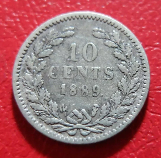 1889 silver netherlands 10 cents coin, circulated condition***