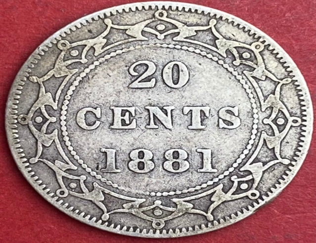 1881 Terre-Neuve Argent 20 Cents VG*** Pièce rare Pièce de collection