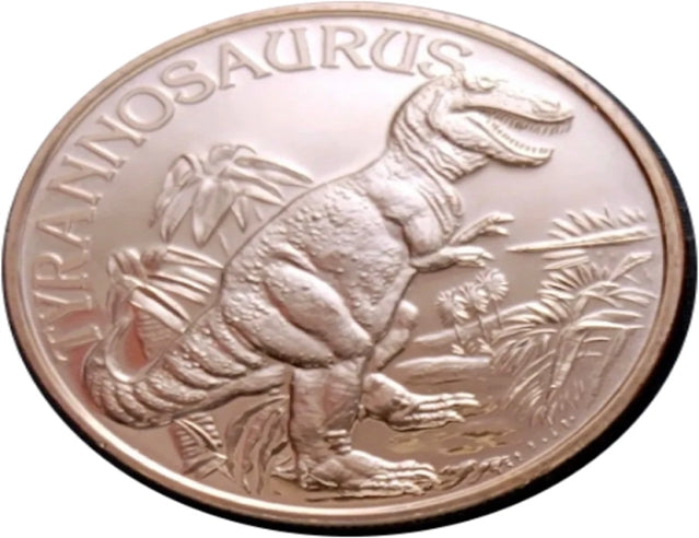 Dinosaures - Tyrannosaure - 1oz. Ronde de lingots de cuivre pur***