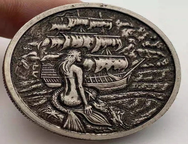 Hobo Coin -Pirate Mermaid Gift Coin Cuivre Gravé magnifique! #GD03