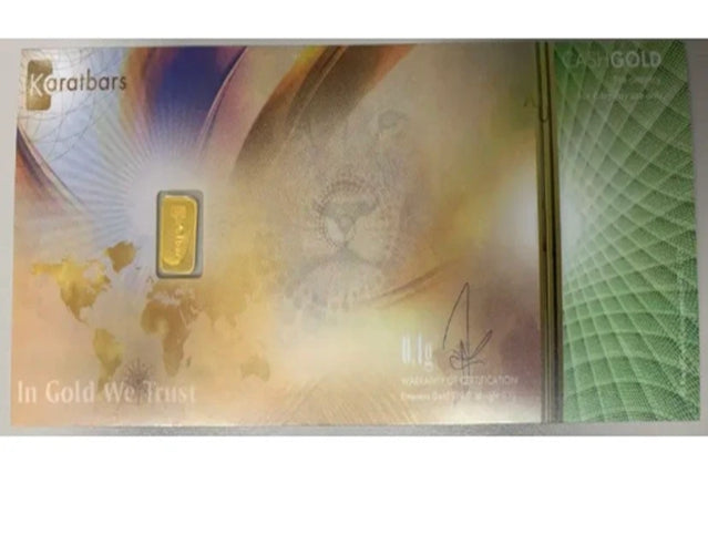 Cash Gold 1/10 Gramme .999 Fine Pure Gold Note CashGold Karat bar Karat pay ***