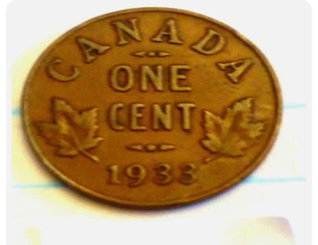 1933 1 Cent Canadian Penny circulé en bon état