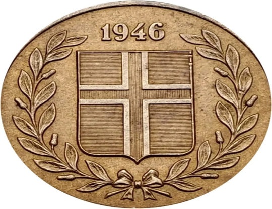 1946 Island 5 Aurar schöne Münze SS ***