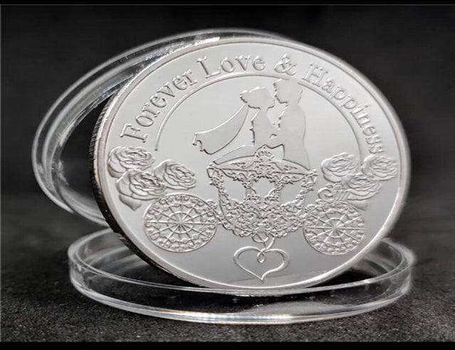 Pièce porte-bonheur – Forever Love Craft, pièce cadeau colorée dans une capsule de protection en plastique plaqué argent #GR01