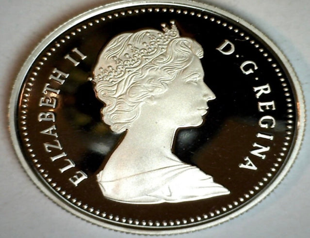 1987 Kanada-Dollar, polierte Platte, Nickelgehalt, 1 kanadische Münze Voyageur Elizabeth II***