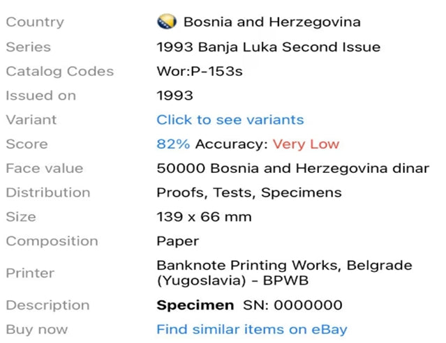 Bosnien-Herzegowina 50.000 Dinara P 153 1993 UNC 50000