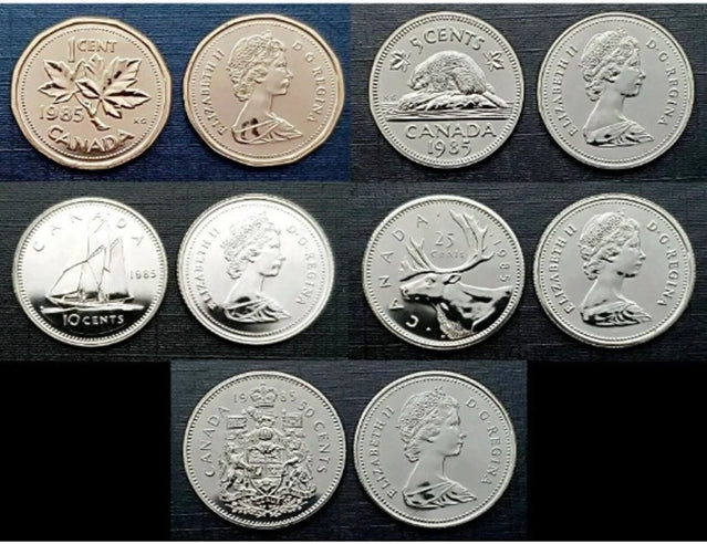 1980-1989 Kanada Proof-ähnliches Fünf-Münzen-Set *