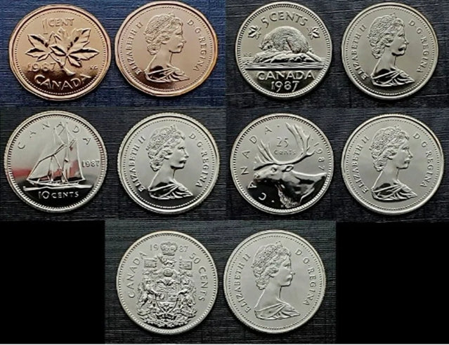 1980-1989 Kanada Proof-ähnliches Fünf-Münzen-Set *