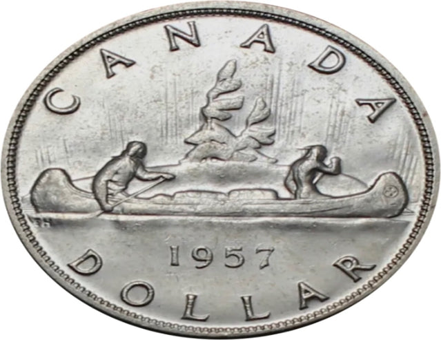 1957 Canada Silver Dollar collectible One water line Rare Coin AU***