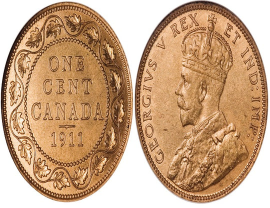 Kanada 1 Cent 1911 George V Canadian Penny Kupfermünze VF