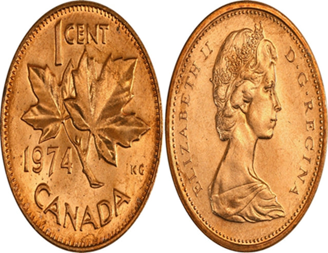 1974 Kanadische 1-Cent Maple Leaf Twig Penny Münzrolle – 50 Münzen BU