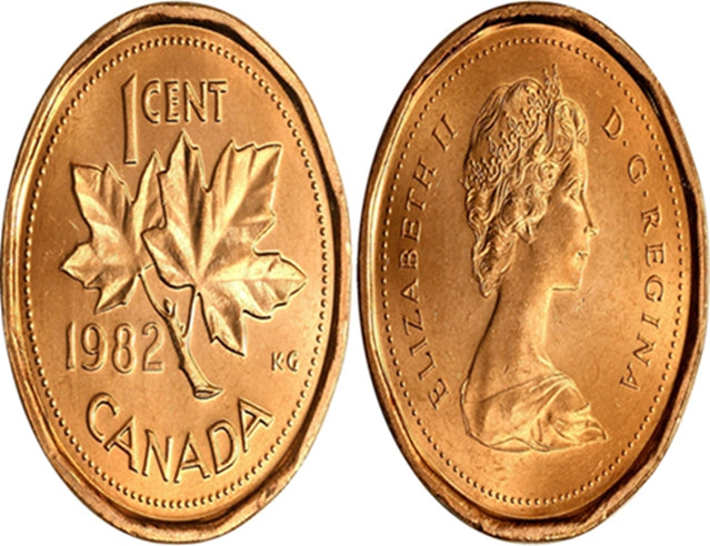 1982 Kanadische 1-Cent Maple Leaf Twig Penny Münzrolle – 50 Münzen BU