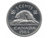 Pièce de 5 cents canadienne en nickel de 1964. Canada Five Cents Castor BU