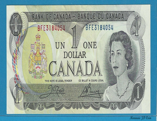 1973 $1 Bank Of Canada Banknote Crow-Bouey  UNC