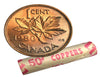 1980  Canadian 1-Cent Maple Leaf Twig Penny Coin Roll  -50 Coins BU