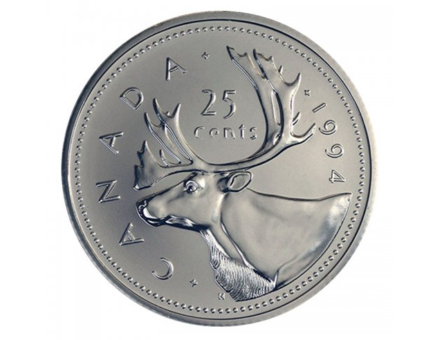 1994 Canadian 25-Cent Caribou Quarter BU