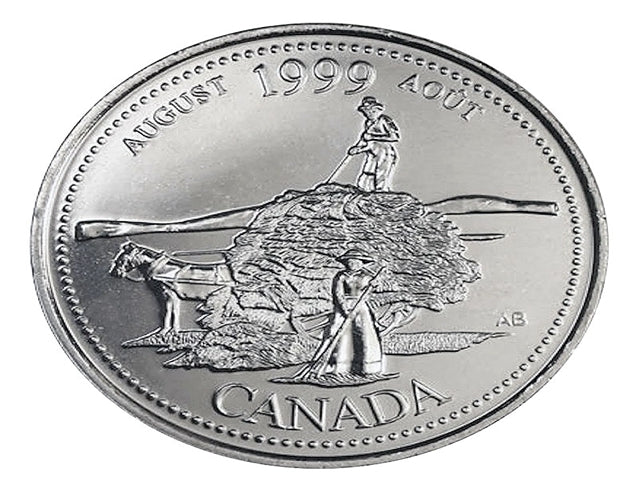 1999 Canadien 25 Cent Août The Pioneer Spirit Millennium Quarter BU