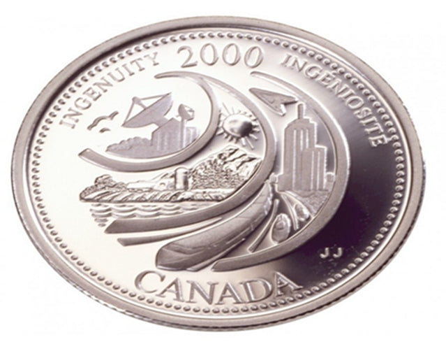 Pièce de monnaie canadienne de 25 cents Ingenuity/quart du millénaire de février UNC de 2000