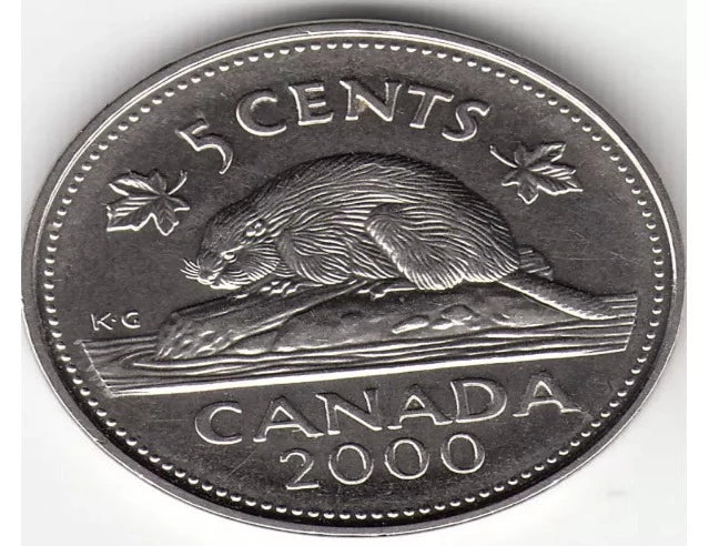 2000P Canada 5 Cents From Mint’s Roll BU Low Mintage