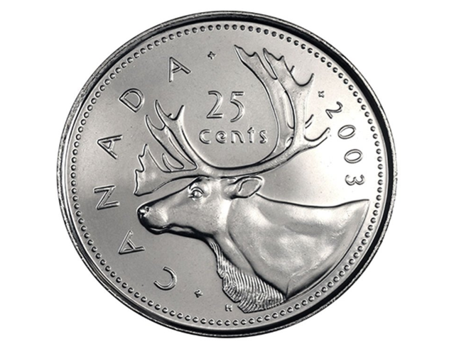 2003-P Canadian 25 Cent Caribou/Old Effigy Queen Quarter BU