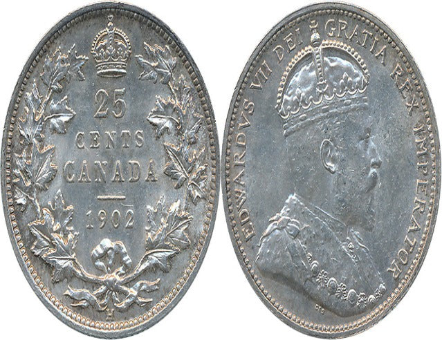 1902- Canada Silver Quarter - Circulated VF Condition H and No H Mark