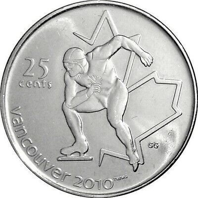 2009 Jeux olympiques canadiens de 25 cents de Vancouver 2010 : pièce de monnaie de patinage de vitesse UNC