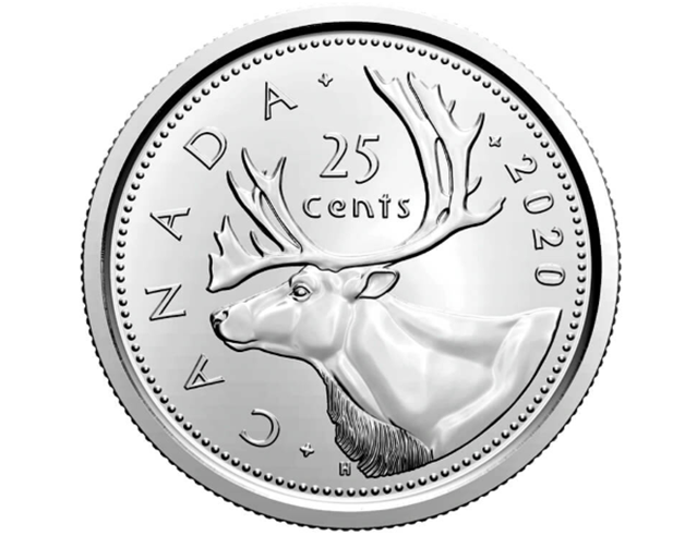 Pièce canadienne de 25 cents Caribou 2020 BU provenant de l'emballage spécial First Strike