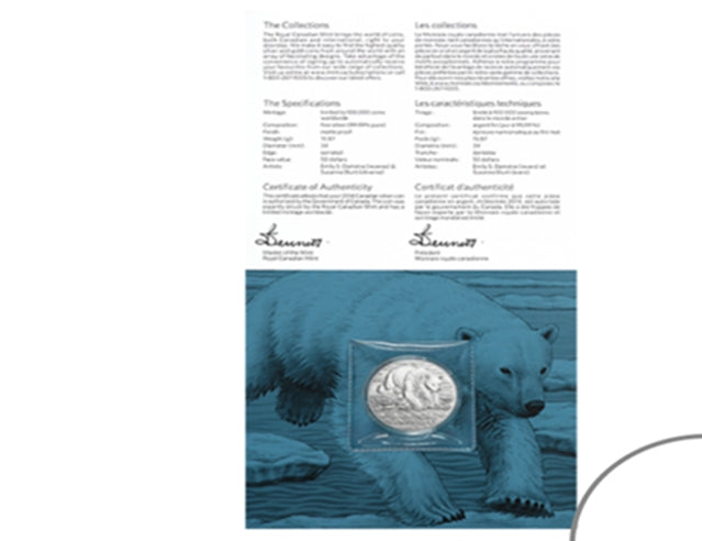 2014 $50 The Polar Bear from $50 for $50 Pure Silver Coin