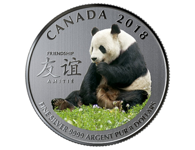 8 $ canadiens 2018 Le panda paisible, un cadeau de l'amitié - Pièce en argent fin