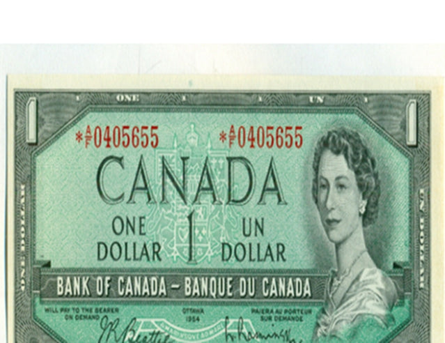 1954 1-Dollar-Banknote der Bank of Canada Beattie-Coyne