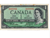 1954 1-Dollar-Banknote der Bank of Canada Beattie-Rasminsky