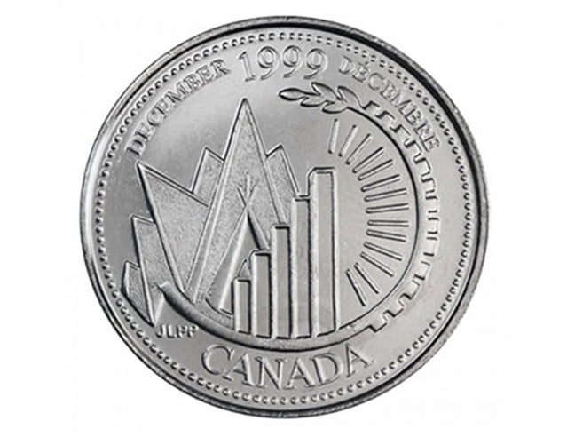 1999 Canadian 25-Cent Décembre : Ceci est la pièce du quart du millénaire du Canada UNC