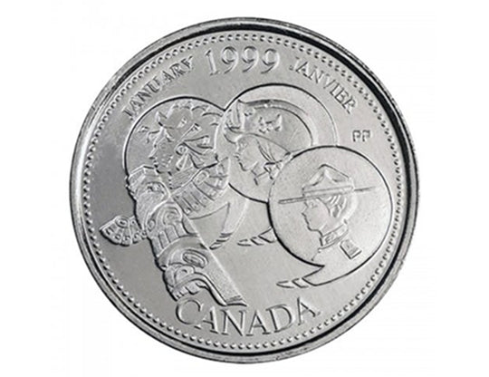 1999 Canadian 25-Cent January: A Country Unfolds Millennium Quarter Coin UNC